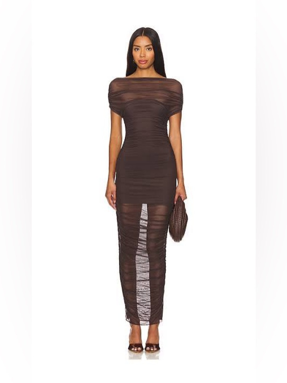 SER.O.YA Noel Off Shoulder Mesh Midi Dress